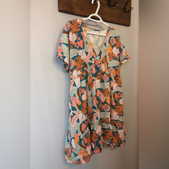 Floral V-Neck Swim Cover-Up Dress - Picture 7 of 11